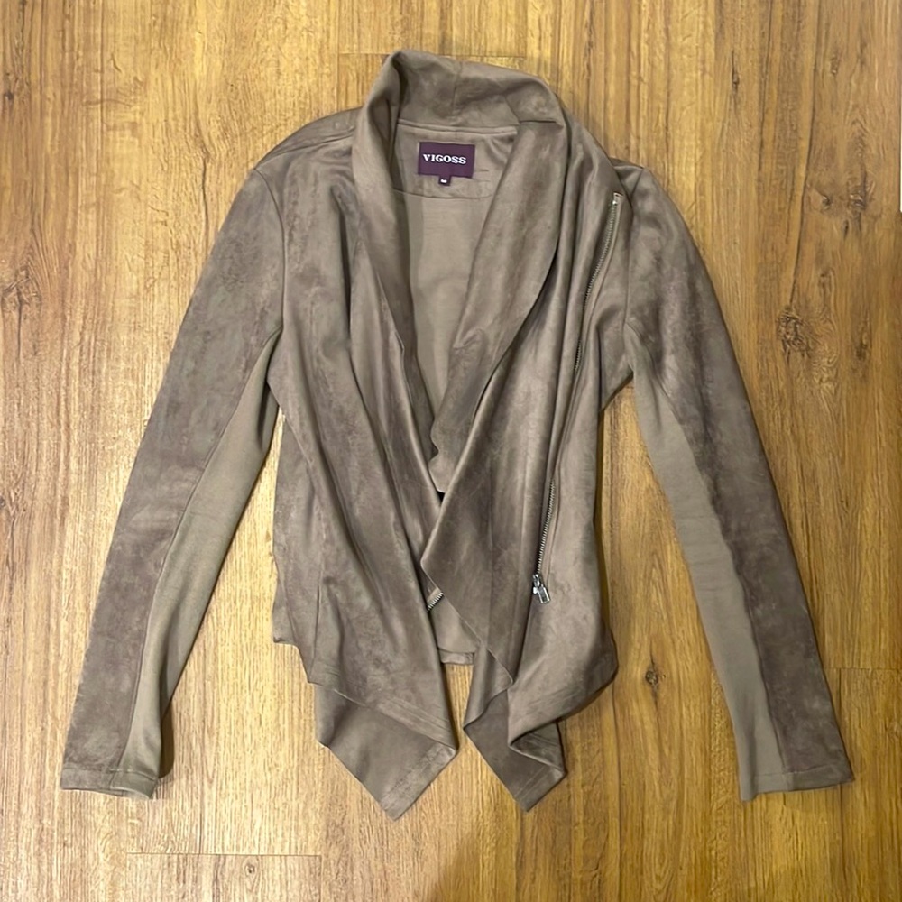 Vigoss faux suede drape collar jacket. Used like-new.